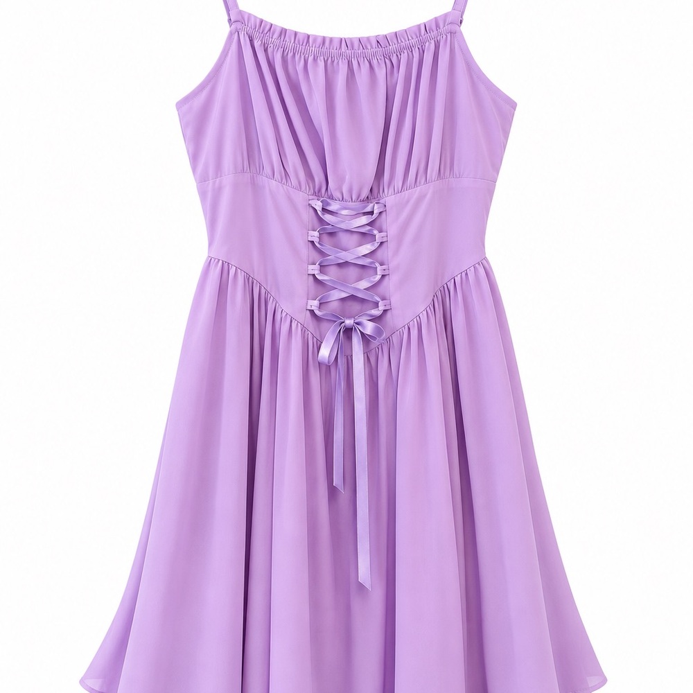 NWT Scarlet Darkness Lavender Corset Lace Up Midi Dress M Fairy Romantic